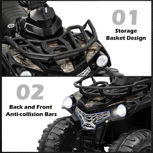 12V Kids Ride On ATV 4 Wheeler with MP3 and Headlights-Black at Set Shop and Smile