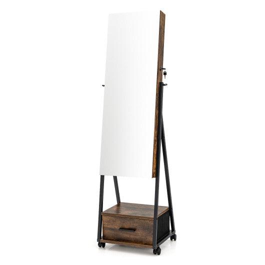 Jewelry Cabinet with Full Length Mirror-Brown at Set Shop and Smile