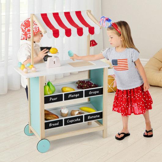 Kids Wooden Ice Cream Cart with Chalkboard and Storage at Set Shop and Smile