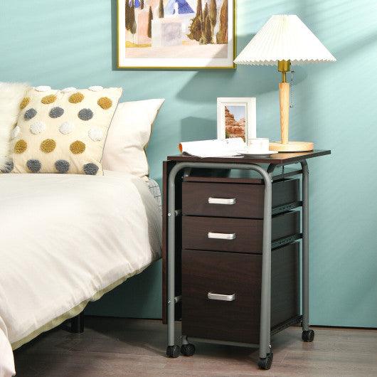 Folding Computer Laptop Desk Wheeled Home Office Furniture-Brown at Set Shop and Smile