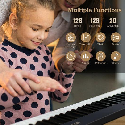 88-Key Foldable Digital Piano with MIDI and Wireless BT-Black at Set Shop and Smile