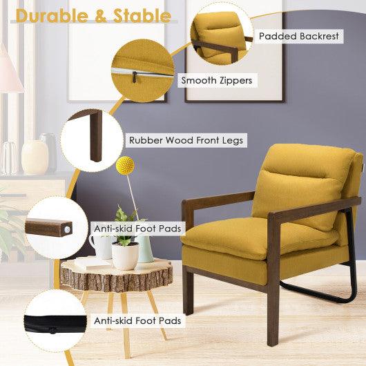 Single Sofa Chair with Extra-Thick Padded Backrest and Seat Cushion-Yellow at Set Shop and Smile