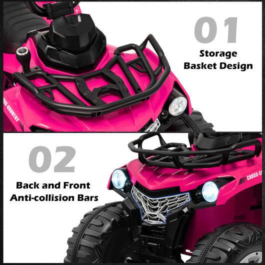 12V Kids Ride On ATV 4 Wheeler with MP3 and Headlights-Pink at Set Shop and Smile