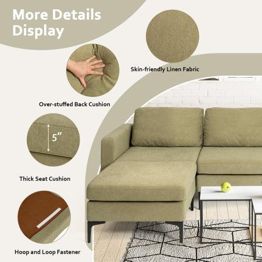 Modular L-shaped Sectional Sofa with Reversible Chaise and 2 USB Ports-Green at Set Shop and Smile