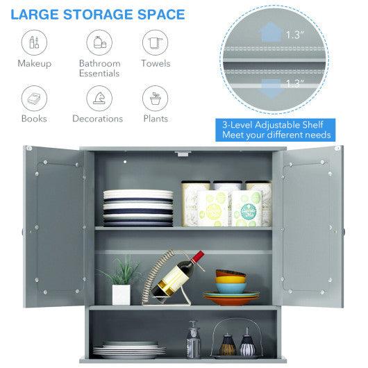 Bathroom Wall Mount Mirror Cabinet Organizer-Gray at Set Shop and Smile