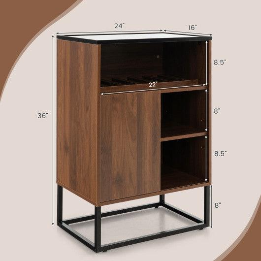 Wine Storage Cabinet Buffet Sideboard with Adjustable Shelf and Sliding Door-Brown at Set Shop and Smile