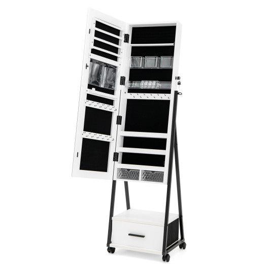 Jewelry Cabinet with Full Length Mirror-White at Set Shop and Smile