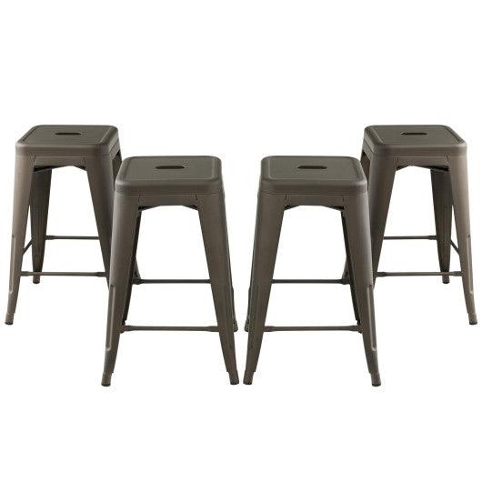 24 Inch Set of 4 Tolix Style Counter Height Barstool Stackable Chair-Gun at Set Shop and Smile