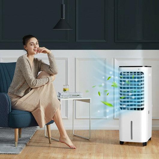 4-in-1 Evaporative Air Cooler with 12L Water Tank and 4 Ice Boxes-White at Set Shop and Smile