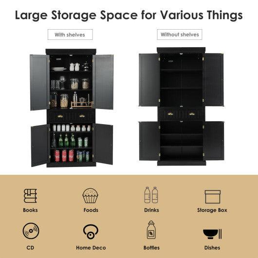 Cupboard Freestanding Kitchen Cabinet w/ Adjustable Shelves-Black at Set Shop and Smile