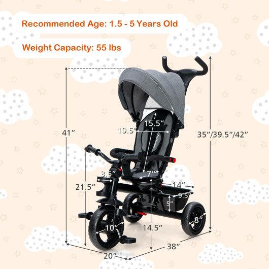 4-in-1 Baby Tricycle Toddler Trike with Convertible Seat-Gray at Set Shop and Smile