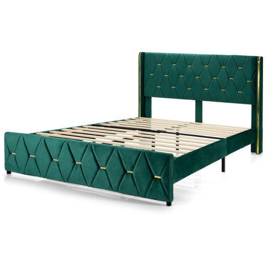 Queen/Full Size Upholstered Platform Bed Frame with Adjustable Headboard-Full Size at Set Shop and Smile