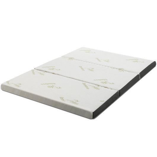Queen 3 Inch Tri-fold Memory Foam Floor Mattress Topper Portable with Carrying Bag-M at Set Shop and Smile