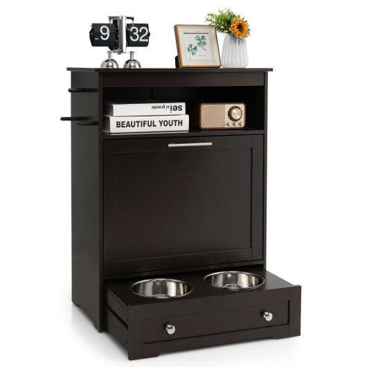 Pet Feeder Station with Stainless Steel Bowl-Coffee at Set Shop and Smile