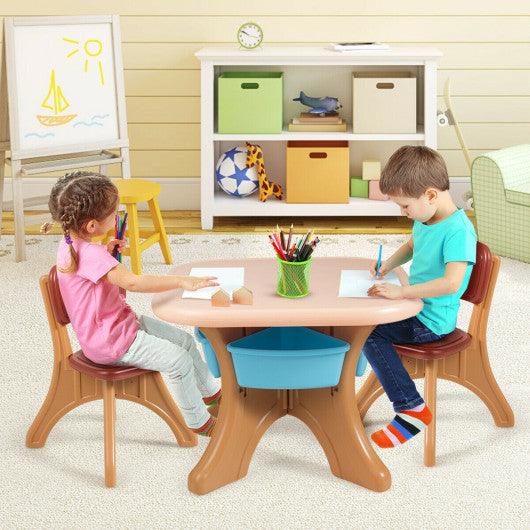 Children Kids Activity Table & Chair Set Play Furniture W/Storage-Coffee at Set Shop and Smile
