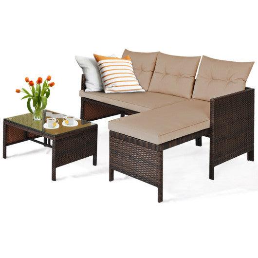 3 Pieces Patio Wicker Rattan Sofa Set-Beige at Set Shop and Smile