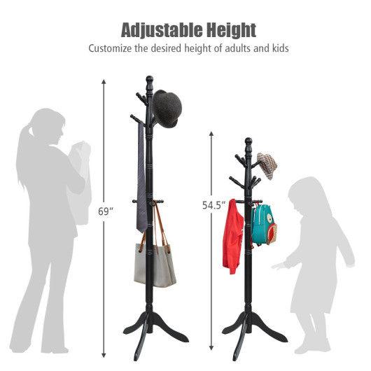 Entryway Height Adjustable Coat Stand with 9 Hooks-Black at Set Shop and Smile