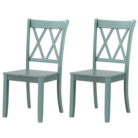 Set of 2 Cross Back Rubber Wood Dining Chairs at Set Shop and Smile