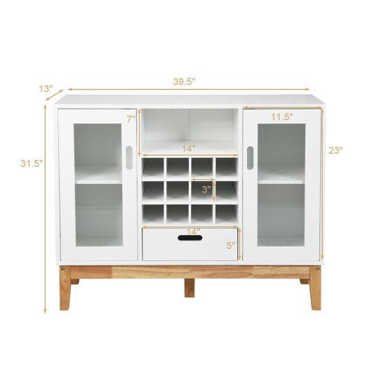 Wood Wine Storage Cabinet Sideboard Console Buffet Server-White at Set Shop and Smile