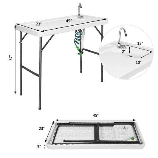 Folding Cleaning Sink Faucet Cutting Camping Table with Sprayer at Set Shop and Smile