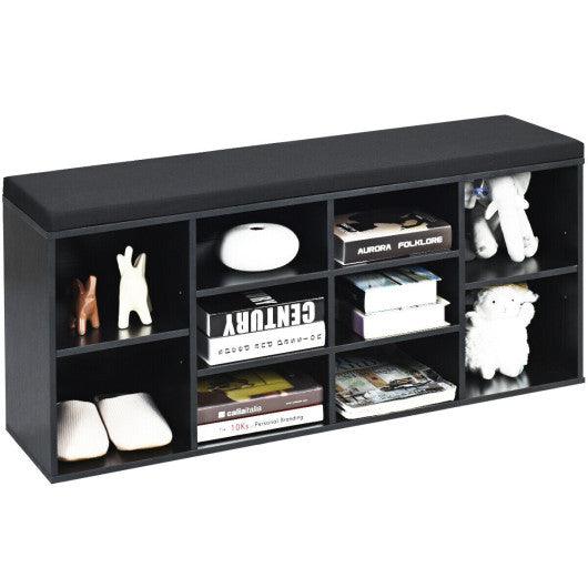 10-Cube Organizer Shoe Storage Bench with Cushion for Entryway-Black at Set Shop and Smile