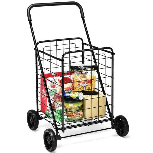 Portable Folding Shopping Cart Utility for Grocery Laundry-Black at Set Shop and Smile