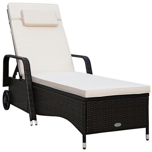 Outdoor Recliner Cushioned Chaise Lounge with Adjustable Backrest at Set Shop and Smile