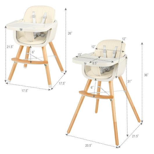 3-in-1 Convertible Wooden High Chair with Cushion-Beige at Set Shop and Smile