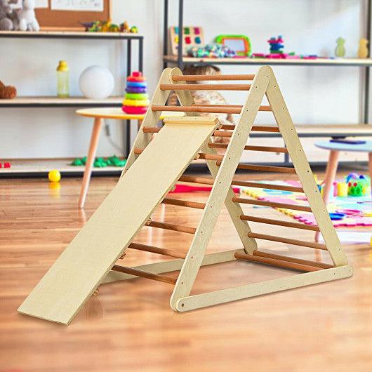 Foldable Wooden Climbing Triangle Indoor with Ladder for Toddler Baby-Natural at Set Shop and Smile