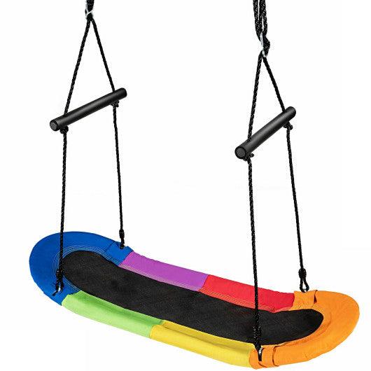 Saucer Tree Swing Surf Kids Outdoor Adjustable Oval Platform Set with Handle-Color at Set Shop and Smile