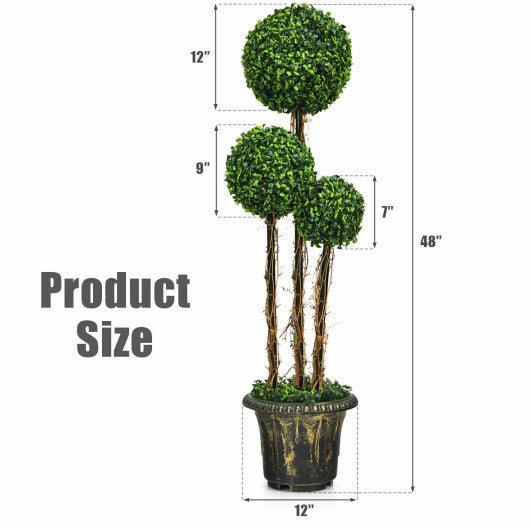 4 Feet Artificial UV Resistant Topiary Triple Ball Tree Plant at Set Shop and Smile