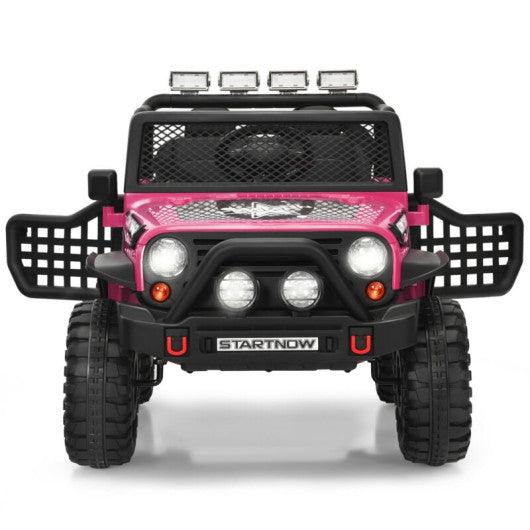 12V Kids Remote Control Electric Ride On Truck Car with Lights and Music -Pink at Set Shop and Smile
