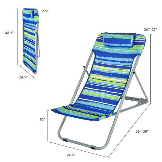 Portable Beach Chair Set of 2 with Headrest -Blue at Set Shop and Smile