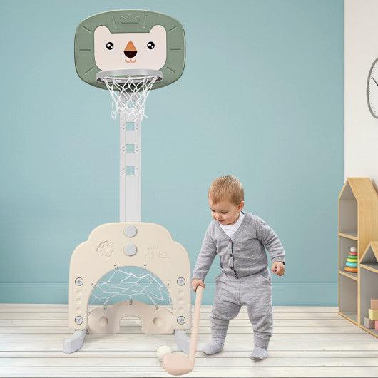 3-in-1 Adjustable Kids Basketball Hoop Sports Set-Green at Set Shop and Smile