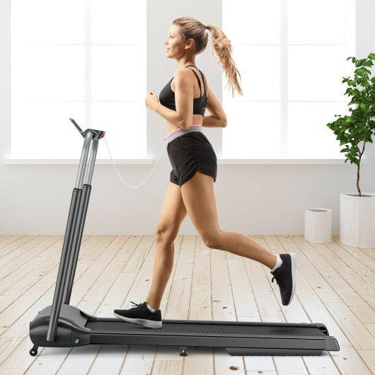 Compact Folding Treadmill with Touch Screen APP Control-Black at Set Shop and Smile