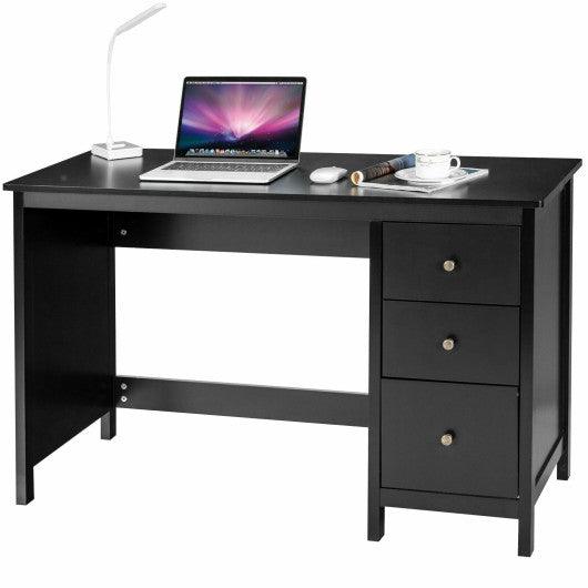 3-Drawer Home Office Study Computer Desk with Spacious Desktop-Black at Set Shop and Smile