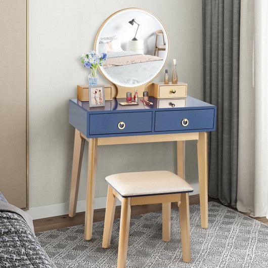 Makeup Vanity Table Set 3 Color Lighting Dressing Table-Blue at Set Shop and Smile