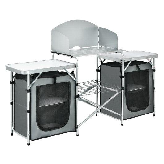 Folding Camping Table with Storage Organizer-Gray at Set Shop and Smile