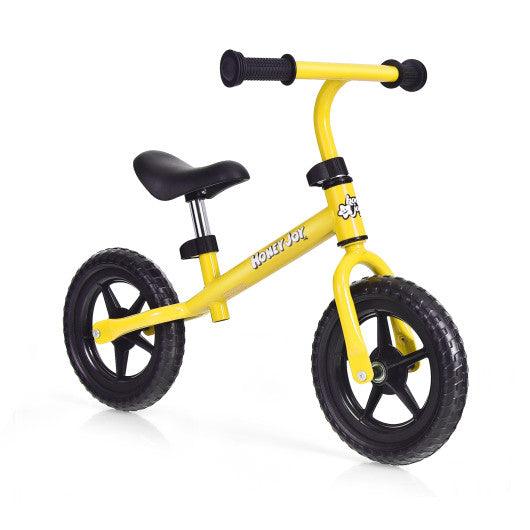 Kids No Pedal Balance Bike with Adjustable Handlebar and Seat-Yellow at Set Shop and Smile