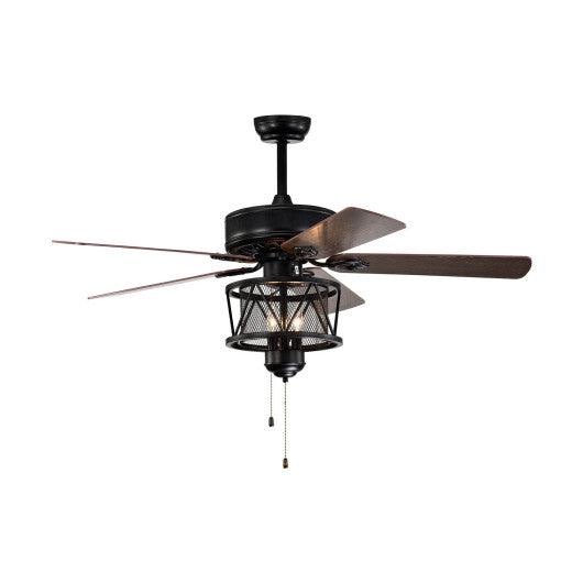 50 Inches Ceiling Fan with Lights Reversible Blades and Pull Chain Control-Black at Set Shop and Smile