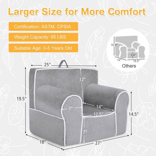 Upholstered Kids Sofa with Velvet Fabric and High-Quality Sponge-Gray at Set Shop and Smile