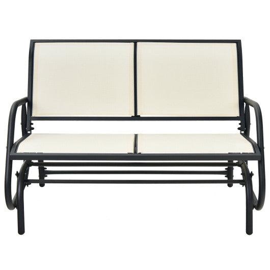 Swing Glider Chair 48 Inch Loveseat Rocker Lounge Backyard-Beige at Set Shop and Smile