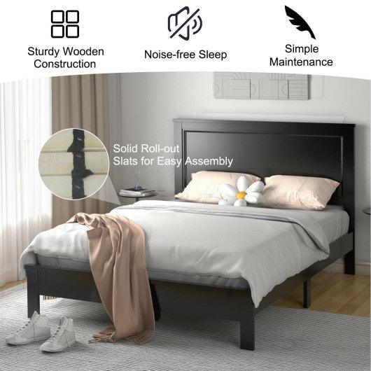 Full Size Platform Slat Bed Frame with High Headboard-Black at Set Shop and Smile