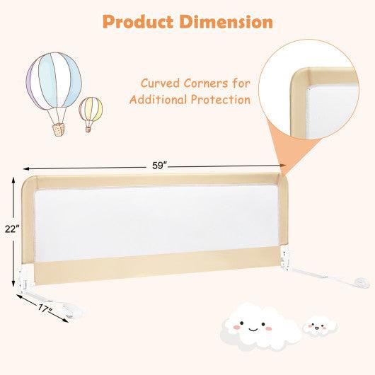 59 Inch Folding Breathable Baby Bed Rail Guard with Safety Strap-Beige at Set Shop and Smile