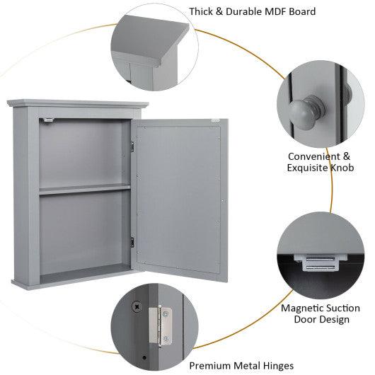 Bathroom Mirror Cabinet Wall Mounted Adjustable Shelf Medicine Storage-Gray at Set Shop and Smile