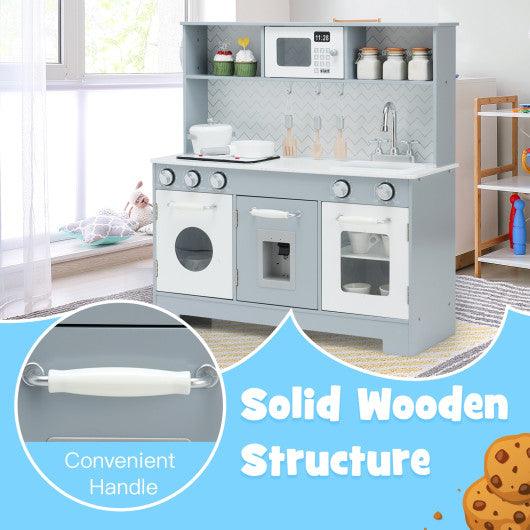 Pretend Play Kitchen Wooden Toy Set for Kids with Realistic Light and Sound at Set Shop and Smile