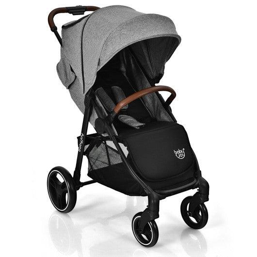 5-Point Harness Lightweight Infant Stroller with Foot Cover and Adjustable Backrest-Gray at Set Shop and Smile