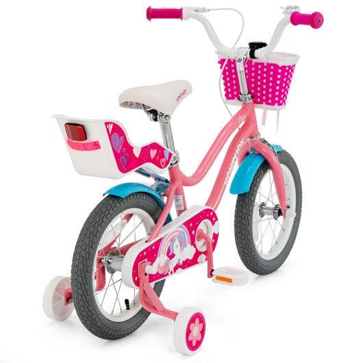 Kids Bicycle with Training Wheels and Basket for Boys and Girls Age 3-9 Years-14" at Set Shop and Smile