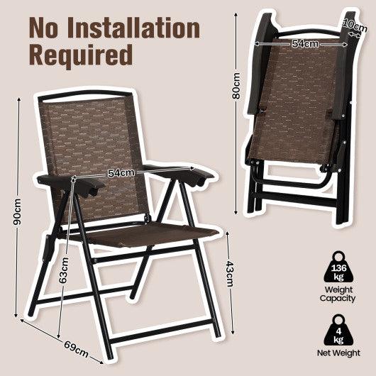 4 Pieces Folding Dining Chairs with Steel Armrests and Sling Back at Set Shop and Smile