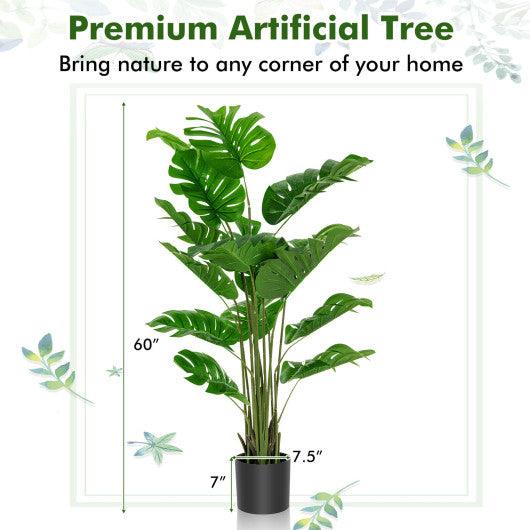 5 Feet Artificial Tree Faux Monstera Deliciosa Plant for Home Indoor and Outdoor at Set Shop and Smile